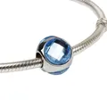 Sparkling blue faceted crystal charm bead on a silver snake chain bracelet - Light Blue