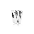 Polished silver alloy 'W' letter charm bead with mirror finish for bracelets - Letter W / Silver