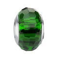 Deep green faceted crystal large hole charm bead with silver core for DIY bracelets - Faceted Style (W4-02 Green) / Green