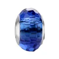 Dark blue faceted crystal charm bead with silver metal rings for DIY jewelry making - Faceted Style (W4-02 Royal Blue) / Sapphire Blue