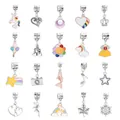 DIY jewelry set with 20 pieces of unicorn and rainbow enamel pendants for kids - Multicolor Style