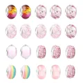 DIY charm bead set with 20 pieces of pink glass beads and rhinestones for jewelry making - 20 Pieces Set / Pink