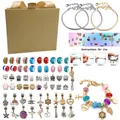 Roze DIY bedelarmband set met slangenkettingen, gekleurde kralen en metalen hangers - Bruin Kraft Armband Set-HK605