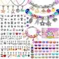 Kids DIY charm bracelet kit with colorful unicorn beads and mermaid pendants - 162 Pieces Set (1.75cm Box Height)