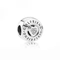Charm cœur argenté avec cristal et gravure GIRLFRIEND pour bracelets personnalisés - Gravure de Lettre GIRLFRIEND (K6-11)