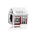 Christmas house charm with red enamel and Santa engraving for DIY bracelets - Christmas Snow House (H8-16)