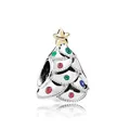 Christmas tree charm with colorful gemstones and gold star for DIY beaded bracelets - Colorful Rhinestone Christmas Tree (J12-31)