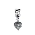 Silver heart charm bead with Queen Elizabeth II relief portrait for charm bracelets - Queen Portrait Style (K13-03)