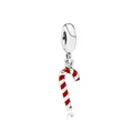 Christmas candy cane charm in red enamel and silver metal for DIY jewelry making - Christmas Lollipop