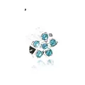 Silver flower bead charm with light blue crystals for DIY jewelry bracelets - 118-2 Lake Blue