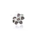 DIY flower charm bead in silver finish with purple rhinestones for bracelets - 118-4 Light Purple