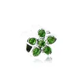 Silver flower charm with green gemstones for DIY bracelet and necklace accessories - 118-5 Grass Green