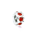 UV plated silver bead with red crystals for DIY bracelets and necklaces jewelry - 119-1 Red