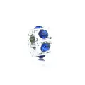Silver bead charm with deep blue crystal inlay for DIY bracelet and jewelry making - 119-2 Deep Blue