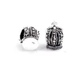 Vintage silver crown charm with cross detail and bead texture for DIY jewelry making - Crown Style (PJ-0028)