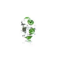 Silver DIY charm bead for bracelets with inlaid green crystals and polished finish - 119-4 Grass Green
