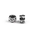Retro silver barrel charm bead with embossed scroll pattern for DIY jewelry making - Vintage Scroll Pattern (PJ-0034)