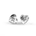 Silver heart charm bead with Be My Valentine engraving for DIY jewelry making - Valentine Engraved Heart (PJ-0036)
