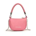 Rosafarbene Satteltasche mit silbernen Sternennieten und Perlen-Metallkette - Rosa