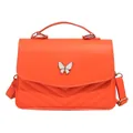 Modern orange crossbody bag with V-quilted faux leather and white butterfly clasp - Orange