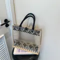 Transparent tote bag in beige linen with black geometric patterns and rope handles - Khaki Style 4 (Geometric Graphics)