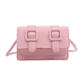 Mini-Umhängetasche in Pastellrosa mit quadratischen Zierschnallen aus veganem Leder - Rosa
