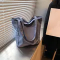 Minimalist haze blue tote bag in premium oxford fabric with large front pocket - Blue
