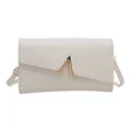 Minimalistische rechteckige weiße Schultertasche aus PU-Leder mit goldener A-Applikation - Weiß