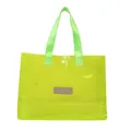 Neon yellow transparent PVC tote bag with stylish nylon handles and leather patch - Yellow