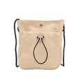 Beige telefoontasje met trekkoord en zwarte koordriem van duurzaam nylon materiaal - Broken Wit