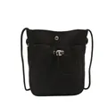 Minimalistische zwarte crossbody telefoontas van waterdicht nylon met verstelbaar trekkoord - Zwart