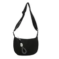 Borsa a tracolla a mezzaluna nera in tela con cinturino FASHION e ciondolo intrecciato - Nero