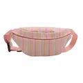 Marsupio in nylon a righe colorate da donna con motivo arcobaleno e tracolla regolabile - Rosa