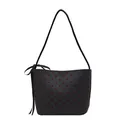 Borsa a secchiello da donna con cuori rossi e dettaglio fiocco decorativo nero - Cuore