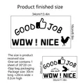 Detail van MS012-YW Good Job muursticker afmetingen 34x16cm met OPP-zak verpakking - Standaard Specificatie