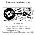 Kitchen wall sticker with frying pan and cutlery icons with Time to Eat and Let's Cook text - Standard Spec