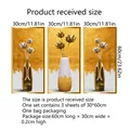 Lot de 3 stickers muraux modernes avec lotus doré et vases abstraits style minimaliste - Ensemble de Vases Abstraits (ATW1500-YY)