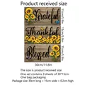 Driedelige zonnebloem wanddecoratieset in houtlook met Grateful Thankful Blessed tekst - Zonnebloem Houtnerf Stijl