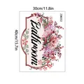 Floral bathroom wall sticker 30x40cm with pink purple flowers and Bathroom text detail - Bathroom Slogan Style (ZSW202)