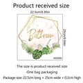 Self-adhesive floral bathroom wall sticker with golden hexagon and tropical leaves decor - Standard Style