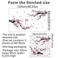 Peach blossom and cartoon bird wall sticker set with 103x62cm final display dimensions - 30*60cm*2pcs