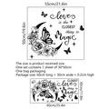 Floral moon butterfly wall decal with Love Is Magic quote for bedroom decor - Moon Flower Quote (30x60cm)