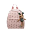 Sac à dos rose minimaliste avec imprimé lapin intégral et breloque lapin en peluche - Avec Pendentif / Rose