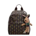 Sac à dos minimaliste marron foncé avec imprimé lapin et breloque peluche - Avec Pendentif / Marron