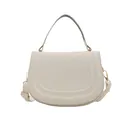 Elegante bolso de silla blanco crema con costuras onduladas y correa ajustable - Blanco