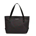 Bolso tote grande negro con lunares rojos y un lazo metálico plateado - Lunares