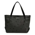 Bolso tote gris oscuro con diseño de espiga, estrellas y detalle de lazo plateado - Estrella
