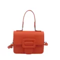 Borsa a mano arancione minimalista con fibbia quadrata e tracolla rimovibile - Arancione