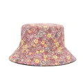 Close-up of the delicate floral pattern on this pink cotton sun hat for women - M (56-58cm) / Pink