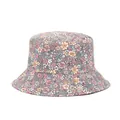 Floral bucket hat in light purple with vintage meadow flower patterns for outdoor sun protection - M (56-58cm) / Gray